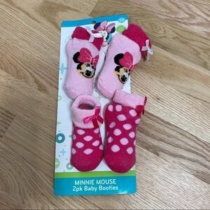 Minnie Mouse Baby Girl Knit Booties NWT 0-12 month
